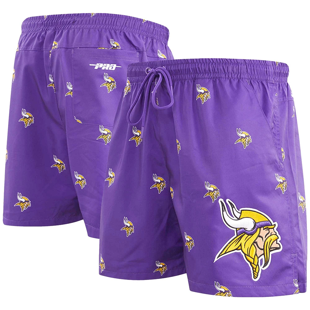 Short Pro Standard violet Minnesota Vikings pour hommes avec mini logo imprimé sur toute la surface