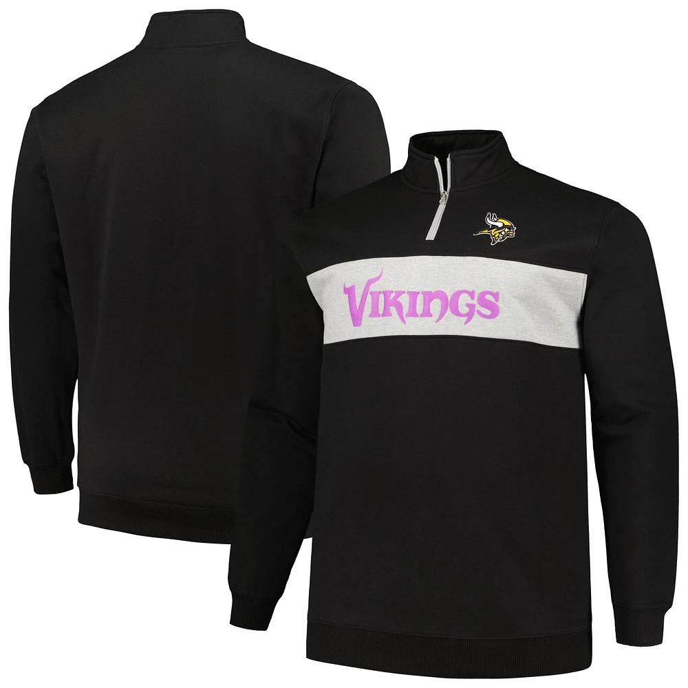 Veste noire à quart de zip en polaire pour hommes Profile Black Minnesota Vikings Big & Tall