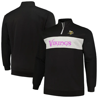 Men's Profile Black Minnesota Vikings Big & Tall Fleece Quarter-Zip Jacket