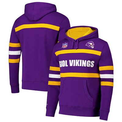 Men's  Purple Minnesota Vikings Vintage Logo Head Coach Fleece Pullover Hoodie