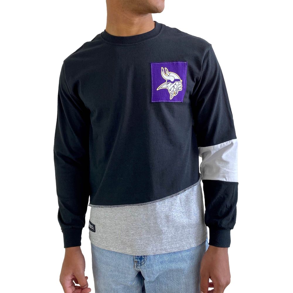 Men's Refried Apparel Black Minnesota Vikings Sustainable Angle Long Sleeve T-Shirt