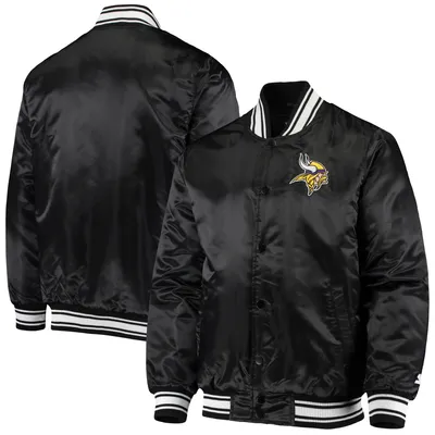 Men's Starter Black Philadelphia Eagles Locker Room Satin Varsity Full-Snap Jacket, Size: XL