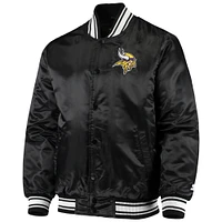 Veste Starter noire Minnesota Vikings Locker Room Satin Varsity Full-Snap pour homme