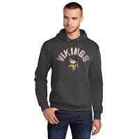 Men's Starter  Charcoal Minnesota Vikings Arch Over Logo Pullover Hoodie