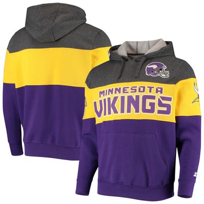 Men's Starter White/Purple Minnesota Vikings Thursday Night Lights  Half-Snap Hoodie Jacket