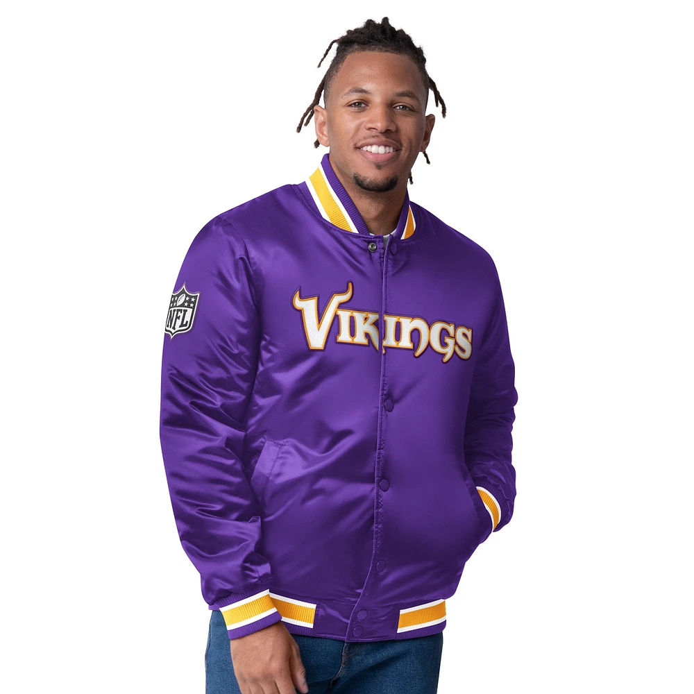 Veste réversible en satin à boutons-pression pour homme Starter Violet/Or Minnesota Vikings Closer