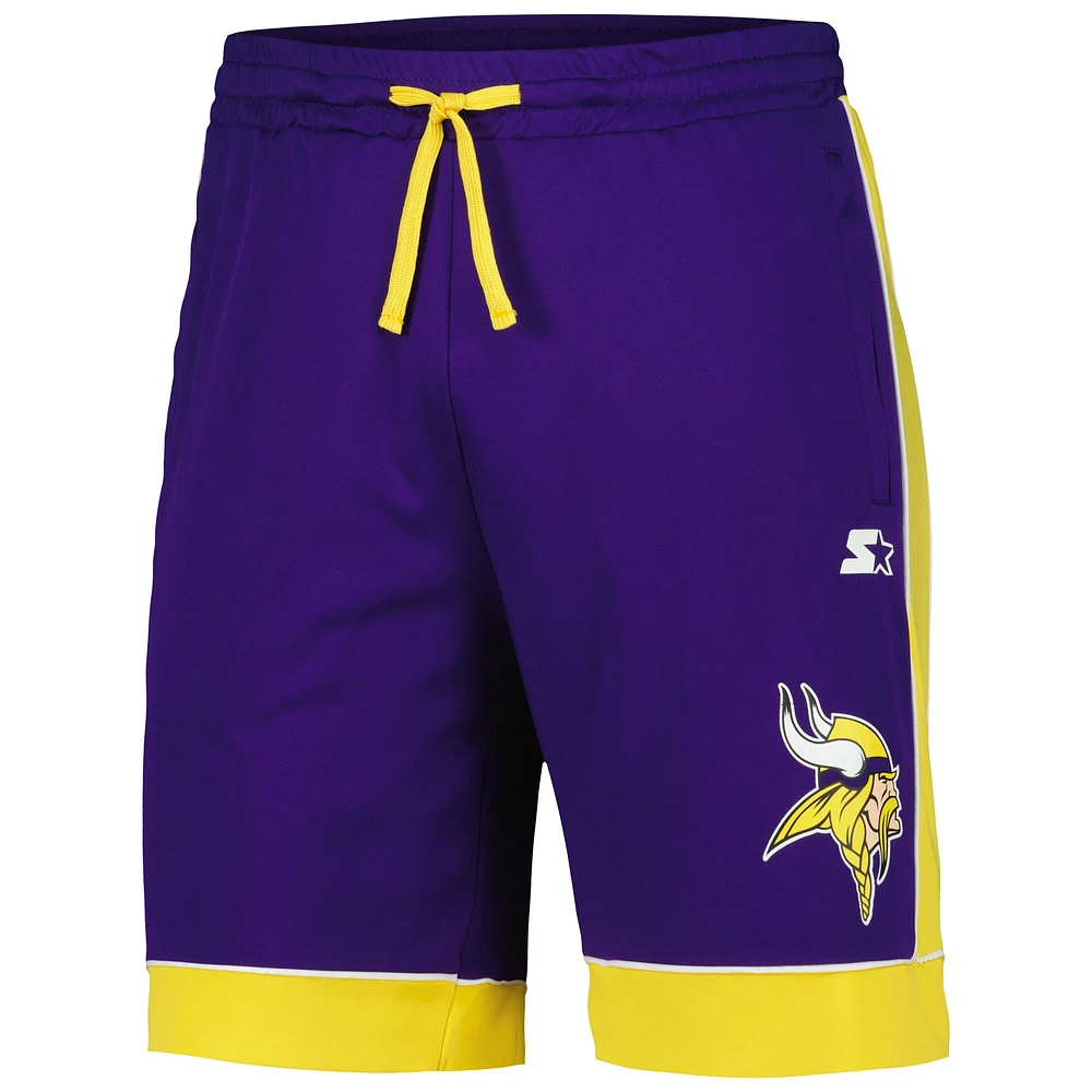 Short de mode préféré des fans Minnesota Vikings Starter violet/or pour hommes