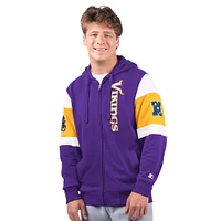 Sweat à capuche zippé intégral violet pour homme des Minnesota Vikings