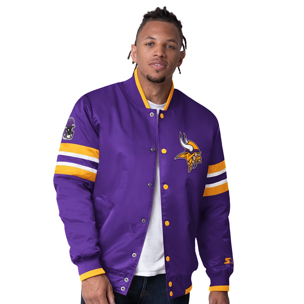 Men's Starter Purple Minnesota Vikings Scout I Full-Snap Varsity Jacket