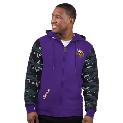 Sweat à capuche zippé pour homme Minnesota Vikings Thursday Night Gridiron violet