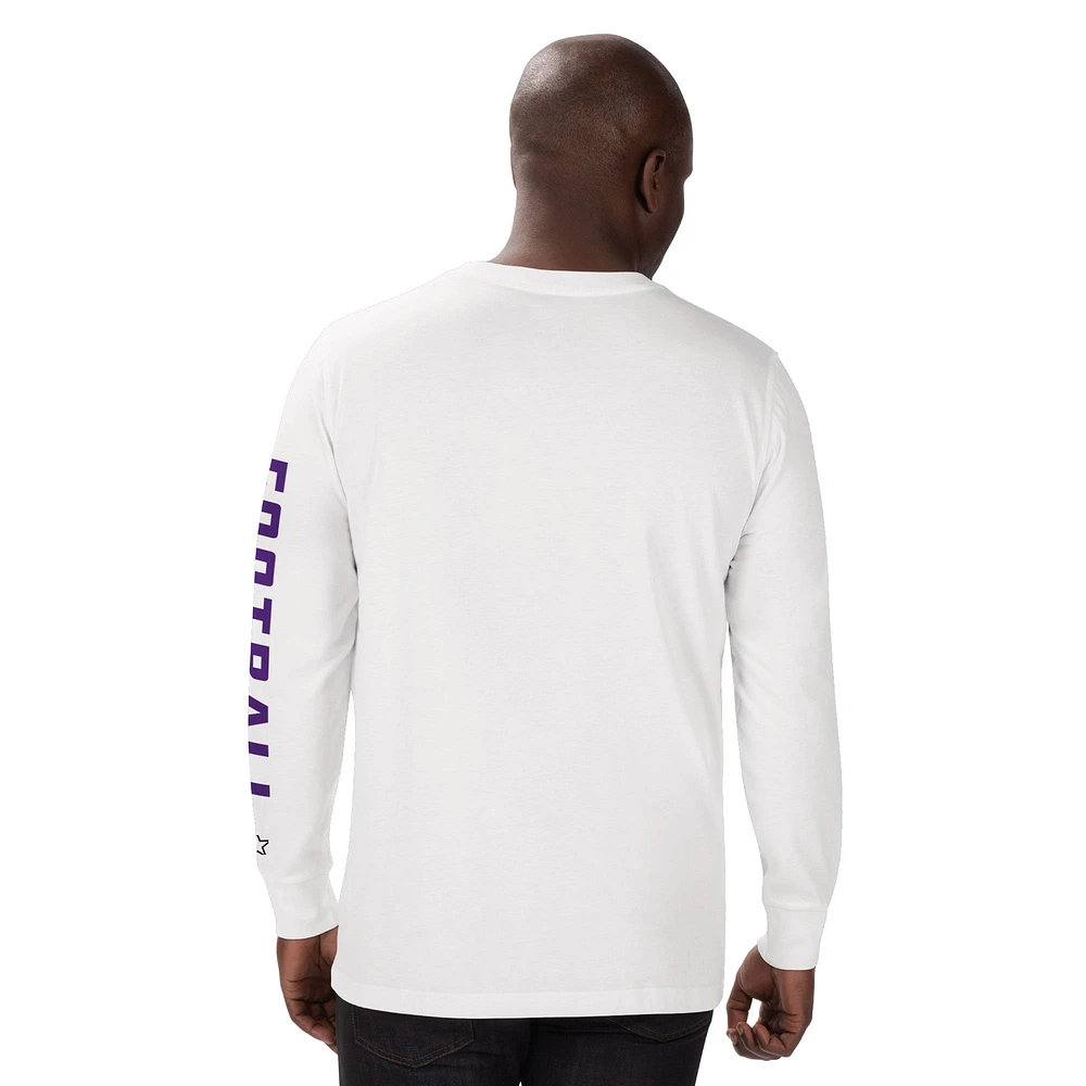 Men's Starter White Minnesota Vikings  Half Time Long Sleeve T-Shirt