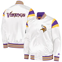 Men's Starter White Minnesota Vikings Satin Full-Snap Varsity Jacket