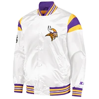 Men's Starter White Minnesota Vikings Satin Full-Snap Varsity Jacket