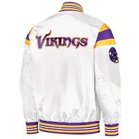 Men's Starter White Minnesota Vikings Satin Full-Snap Varsity Jacket