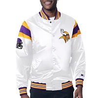 Men's Starter White Minnesota Vikings Satin Full-Snap Varsity Jacket