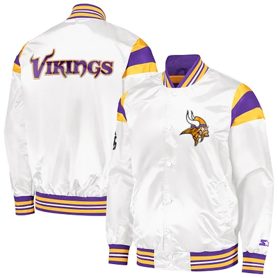 Men's Starter White Minnesota Vikings Satin Full-Snap Varsity Jacket
