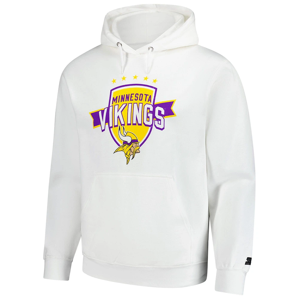 Sweat à capuche vintage blanc pour homme des Minnesota Vikings