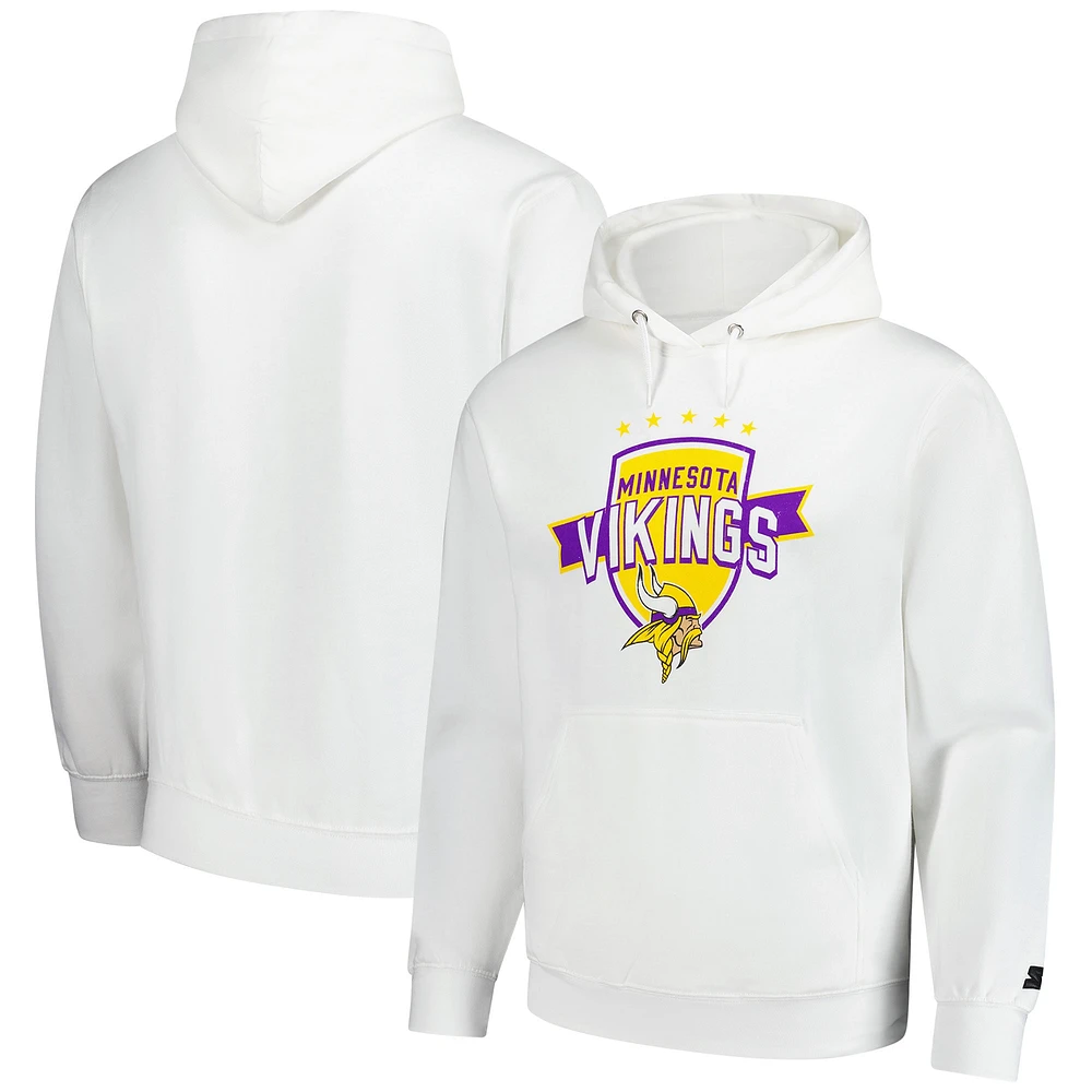 Sweat à capuche vintage blanc pour homme des Minnesota Vikings
