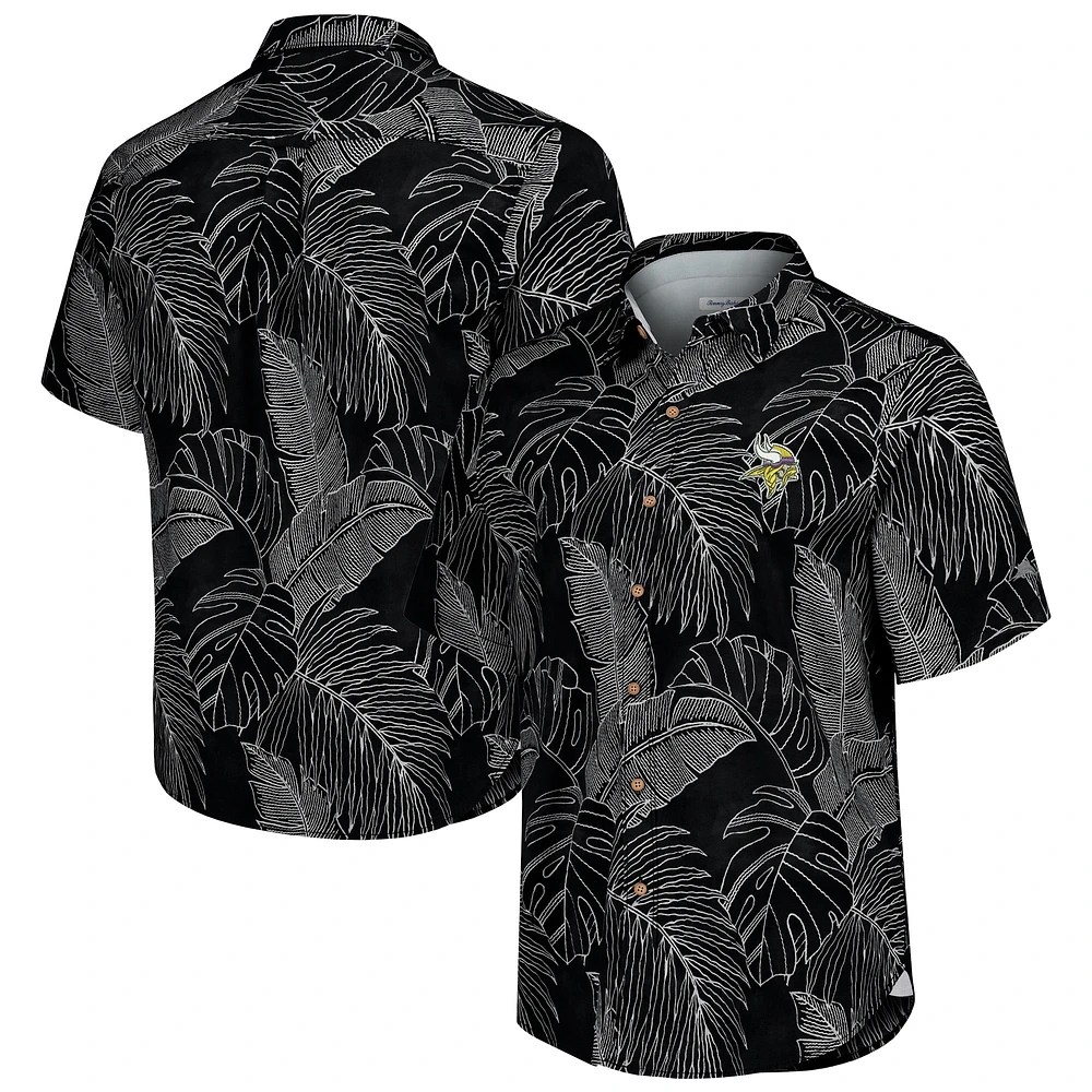 Chemise boutonnée Tommy Bahama noire Minnesota Vikings Sport Vine Line pour hommes