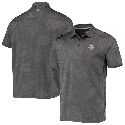 Polo pour homme Tommy Bahama Grey Minnesota Vikings Palm Coast Delray Frond Allover IslandZone