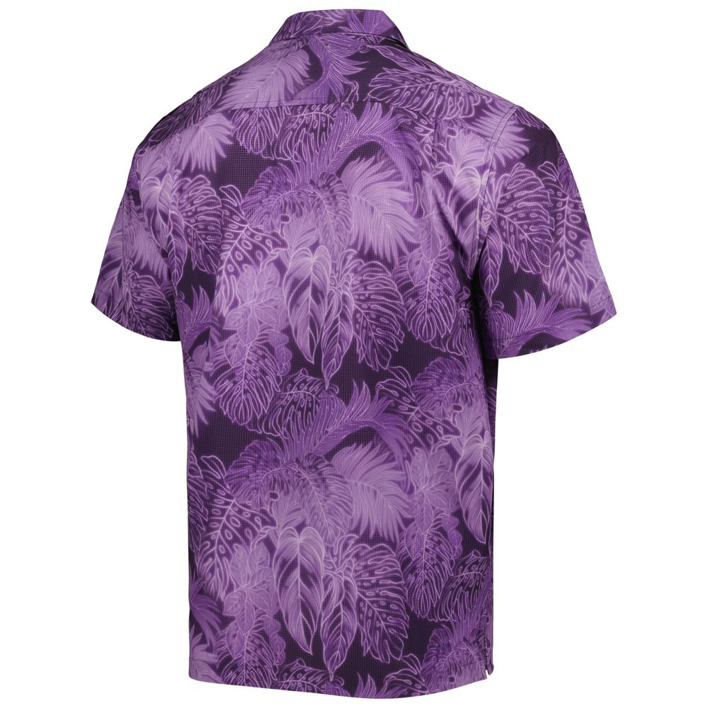 Men's Tommy Bahama Purple Minnesota Vikings Coast Luminescent Fronds Camp IslandZone Button-Up Shirt