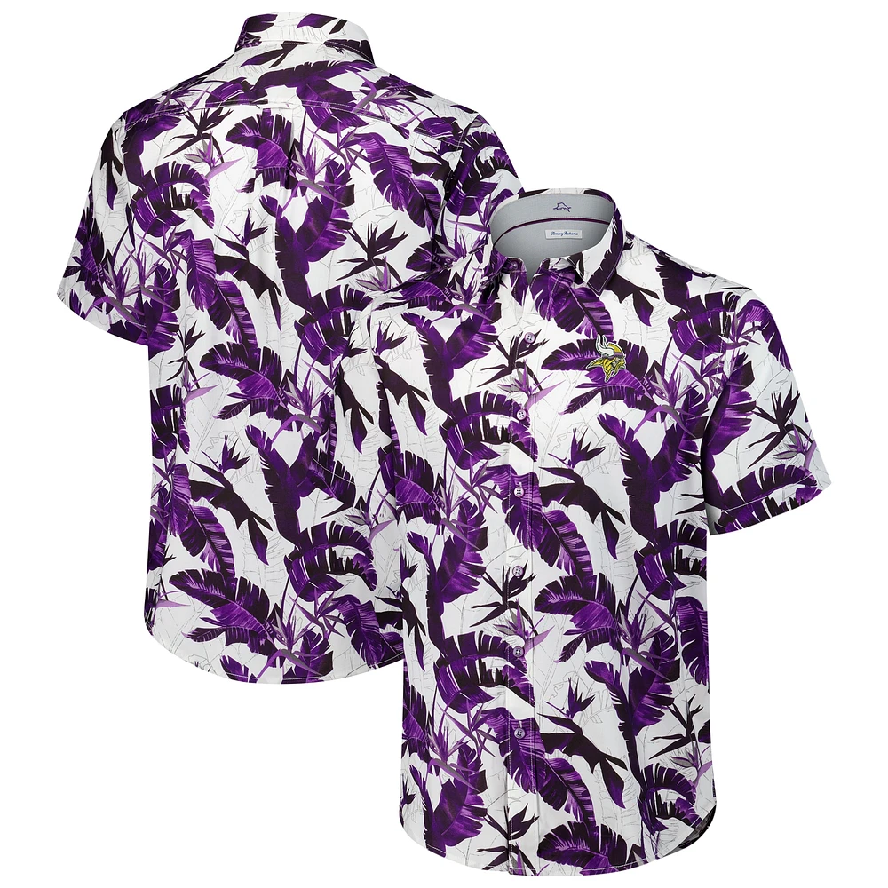 Men's Tommy Bahama Purple Minnesota Vikings Sunnyvale Blooms Camp Button-Up Shirt