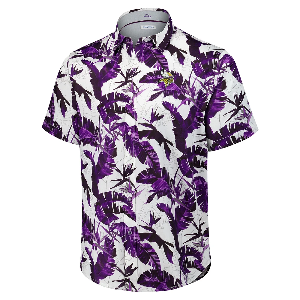 Men's Tommy Bahama Purple Minnesota Vikings Sunnyvale Blooms Camp Button-Up Shirt