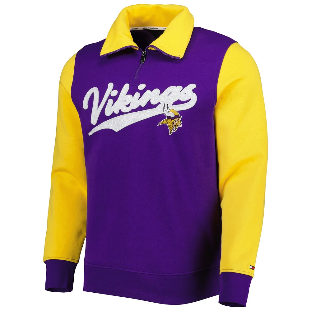 Sweat Tommy Hilfiger pour homme violet/doré Minnesota Vikings Aiden Quarter-Zip