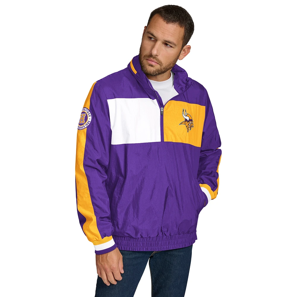 Men's Tommy Hilfiger Purple Minnesota Vikings Gael Lightweight Half-Zip Hoodie Jacket