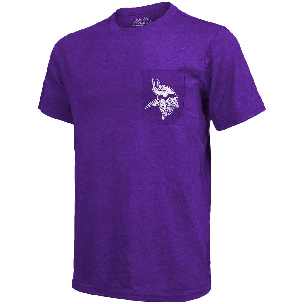 Minnesota Vikings Majestic Threads Tri-Blend Pocket T-Shirt - Heathered Purple