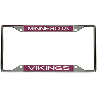 Minnesota Vikings Pink Glitter License Plate Frame with White Lettering