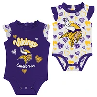 Newborn & Infant Minnesota Vikings Happy Hearts 2-Piece Bodysuit Set