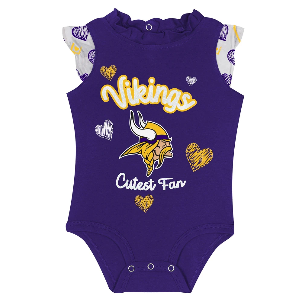 Newborn & Infant Minnesota Vikings Happy Hearts 2-Piece Bodysuit Set