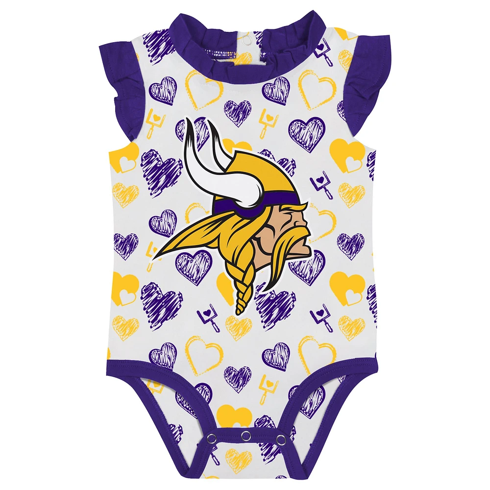 Newborn & Infant Minnesota Vikings Happy Hearts 2-Piece Bodysuit Set