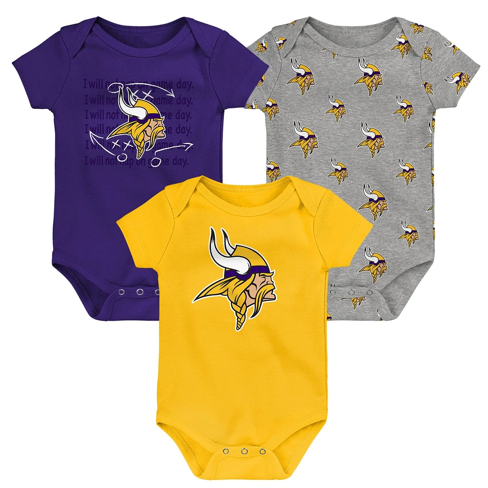 Ensemble de 3 bodys pour nouveau-nés et nourrissons Minnesota Vikings Team Starter