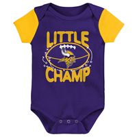 Newborn & Infant Purple/Gold Minnesota Vikings Little Champ Three-Piece Bodysuit Bib Booties Set