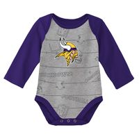 Newborn & Infant Purple/Heathered Gray Minnesota Vikings Born To Win Two-Pack Long Sleeve Bodysuit Set