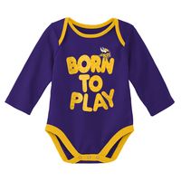 Newborn & Infant Purple/Heathered Gray Minnesota Vikings Born To Win Two-Pack Long Sleeve Bodysuit Set