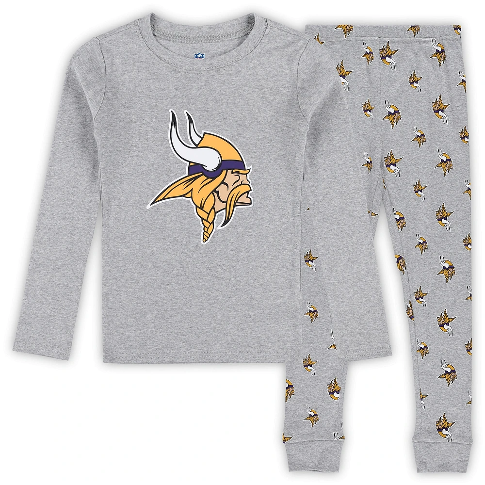 Preschool Heather Gray Minnesota Vikings Long Sleeve T-Shirt and Pants Sleep Set