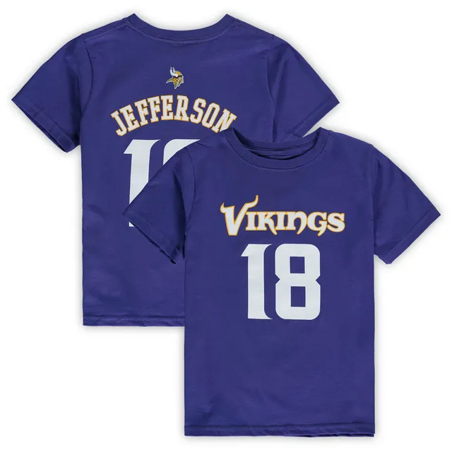 Justin Jefferson Minnesota Vikings Youth Black Name & Number Logo