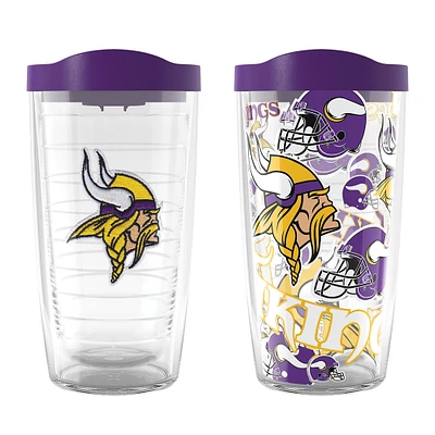 Tervis Minnesota Vikings paquet de deux 16oz. Ensemble de gobelets classiques Allover