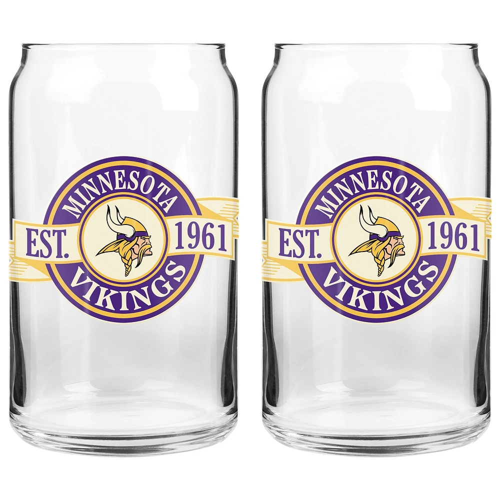 Le Sports Vault Minnesota Vikings 16 oz. Ensemble de deux verres à canettes