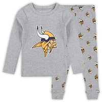 Toddler Heather Gray Minnesota Vikings Long Sleeve T-Shirt and Pants Sleep Set