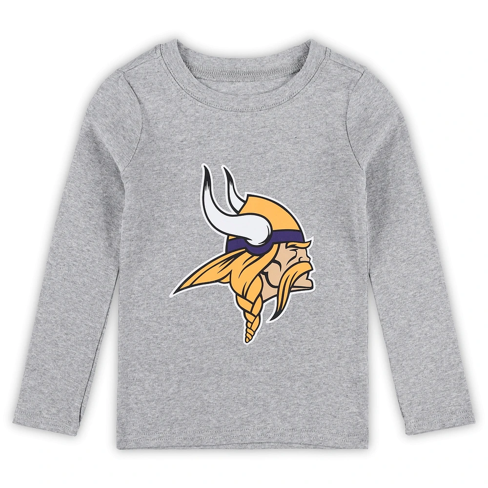 Toddler Heather Gray Minnesota Vikings Long Sleeve T-Shirt and Pants Sleep Set