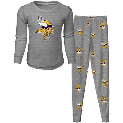 Toddler Heathered Gray Minnesota Vikings Long Sleeve - T-Shirt and Pants Set