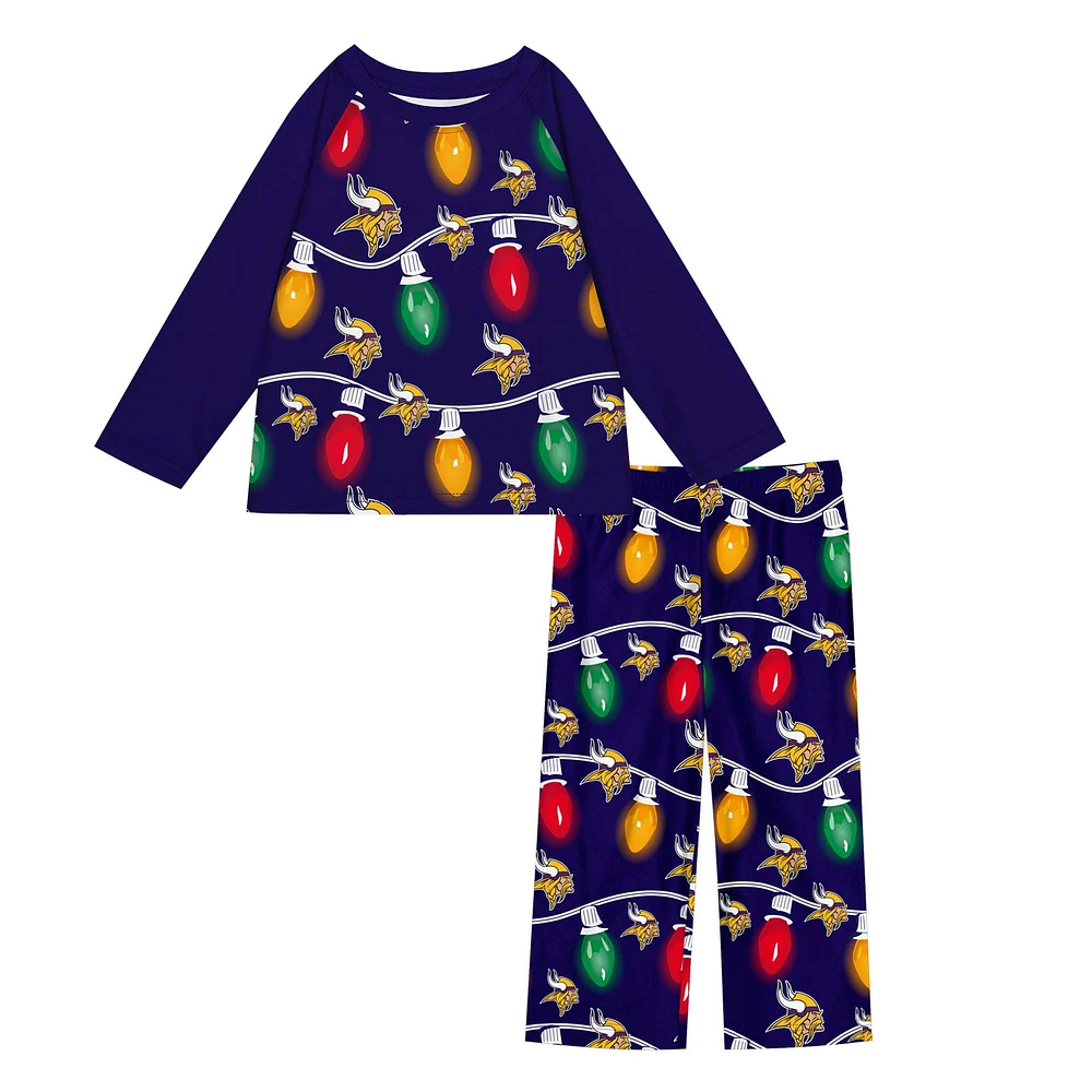 Toddler Minnesota Vikings Two-Piece Garland Holiday Long Sleeve Pajama Set