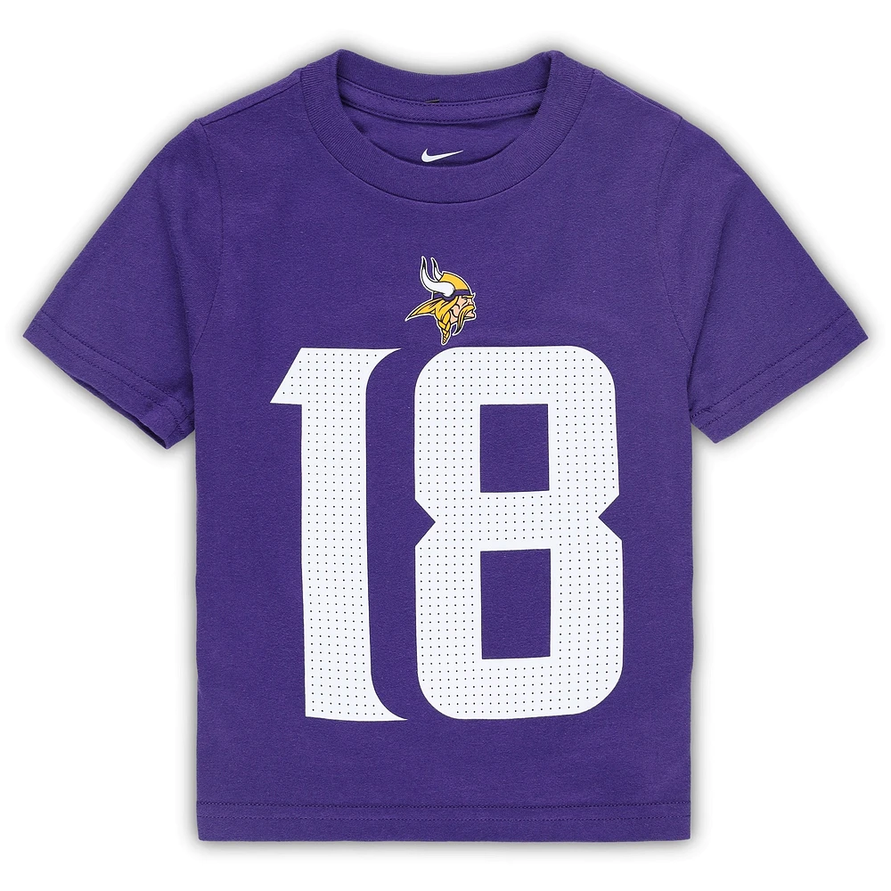 T-shirt Nike Justin Jefferson violet Minnesota Vikings pour tout-petit avec nom et numéro de joueur