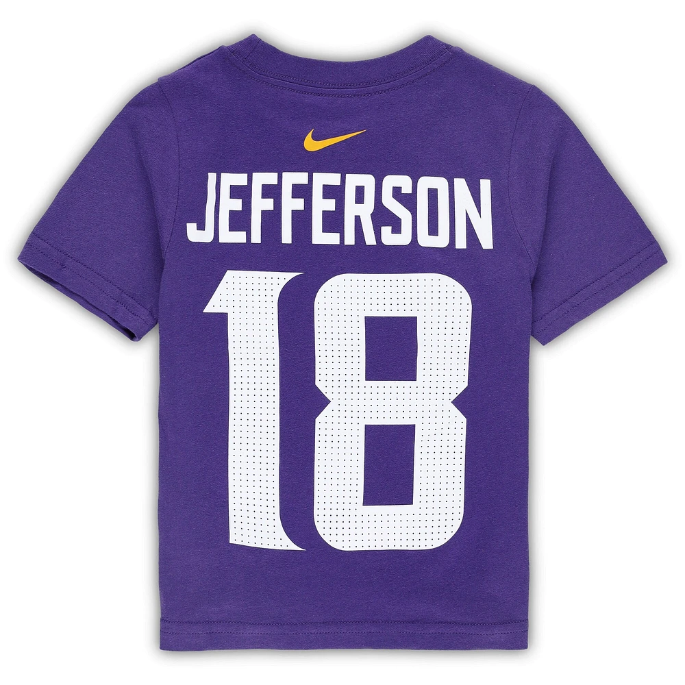 T-shirt Nike Justin Jefferson violet Minnesota Vikings pour tout-petit avec nom et numéro de joueur