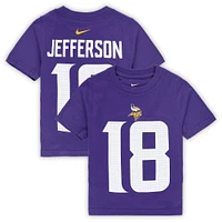 T-shirt Nike Justin Jefferson violet Minnesota Vikings pour tout-petit avec nom et numéro de joueur