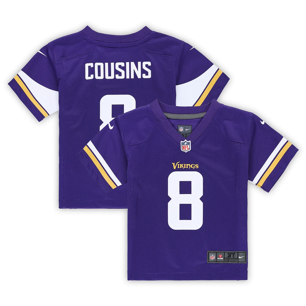 Maillot de match Nike Kirk Cousins ​​violet des Vikings du Minnesota pour tout-petit